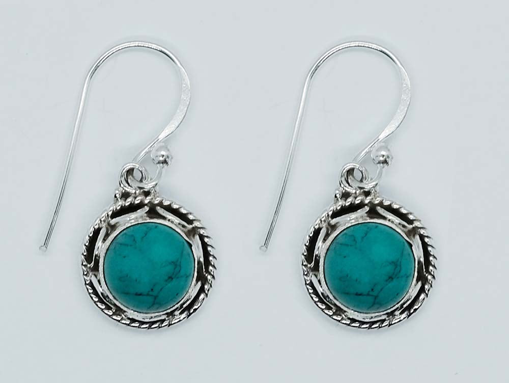 Turquoise And Sterling Silver Circle Earrings