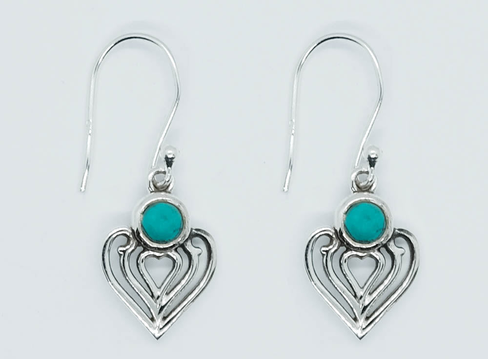 Turquoise Sterling Silver Heart Earrings