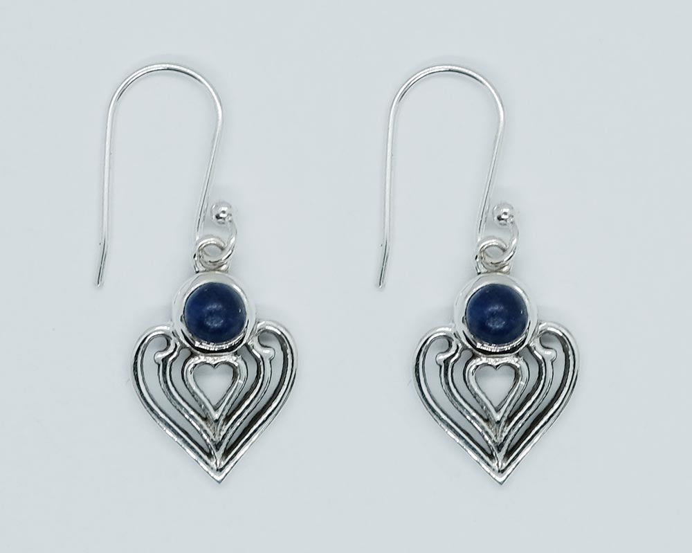 Lapis Lazuli Sterling Silver Heart Earrings