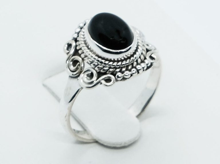 Sterling Silver Black Onyx Ring - Size S