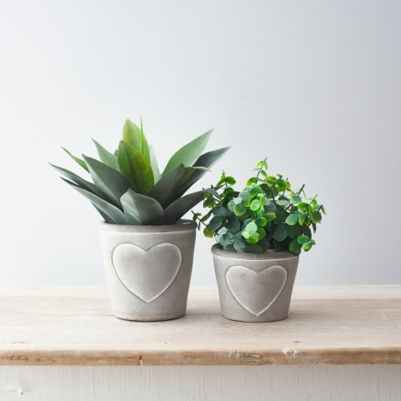 Cement Plant Pot With Heart Outline
