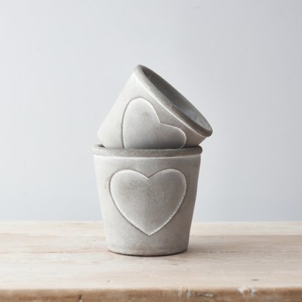 Cement Plant Pot With Heart Outline