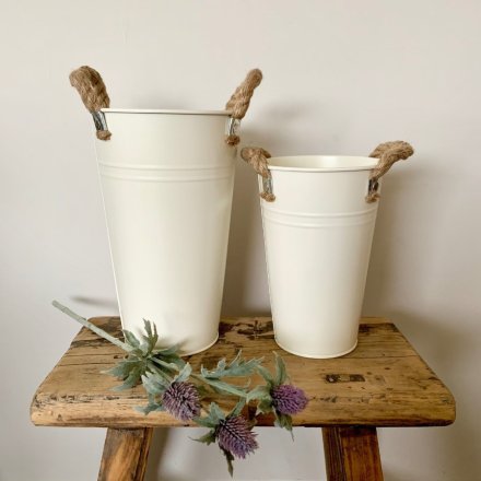 Cream Metal Flower Buckets