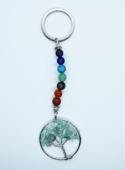 Aventurine Crystal Tree Of Life Keyring