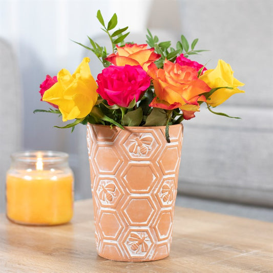 Terracotta Bee & Honeycomb Plant Pot