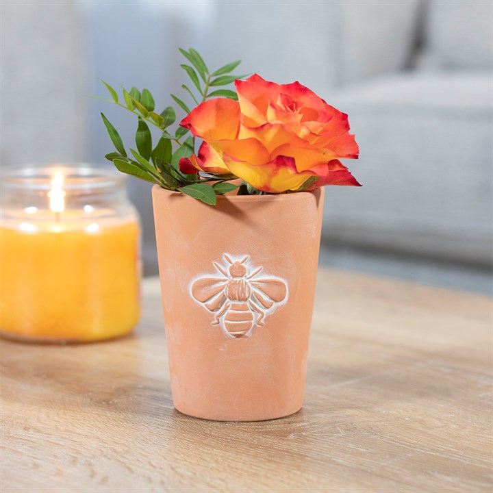 Small Bee Motif Terracotta Plant Pot