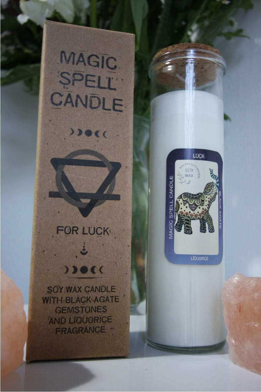 Crystal Chips Spell Candle - Luck