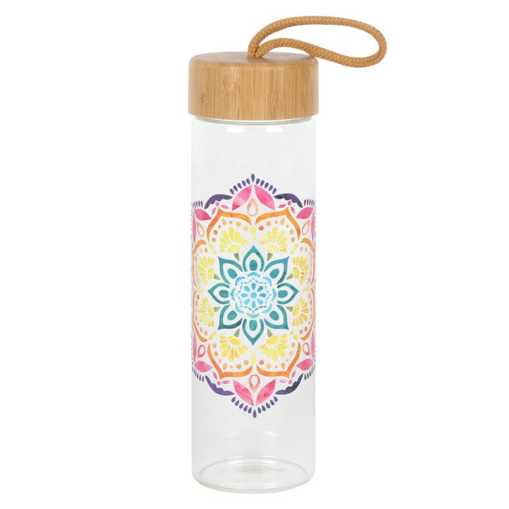 Mandala Reusable Glass Drinking Bottle