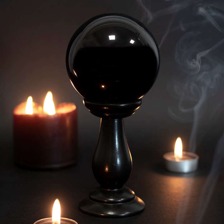 Black Crystal Ball With Stand