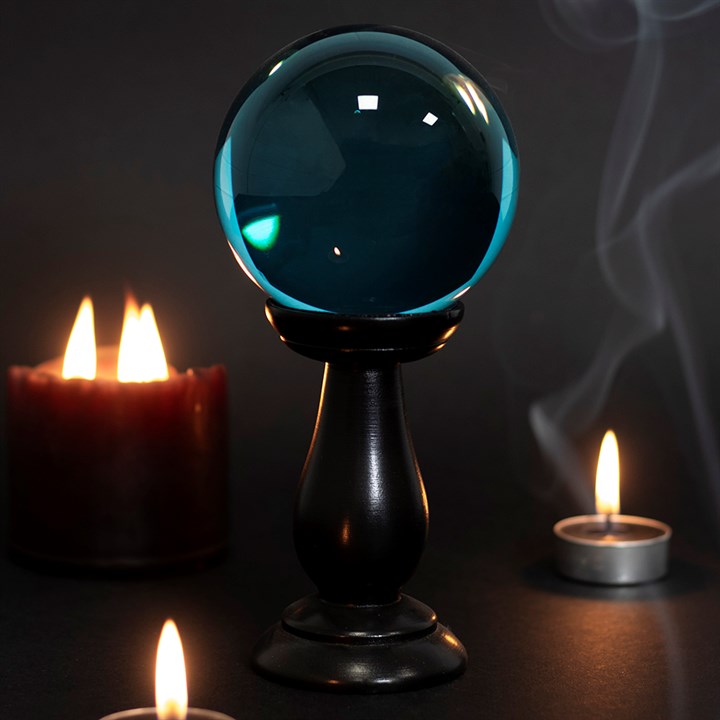 Teal Crystal Ball With Stand