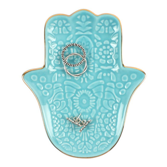 Turquoise Hamsa Hand Trinket Dish