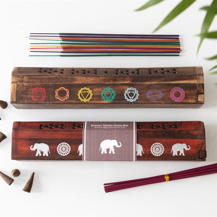 Elephant Wooden Rosewood Incense Box Set