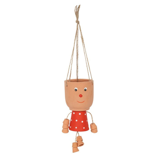 Red Hanging Terracotta Man Plant Pot