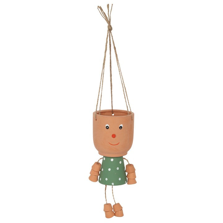 Green Hanging Terracotta Man Plant Pot