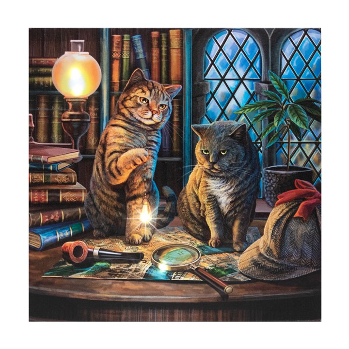 Purrlock Holmes Light Up Canvas Plaque