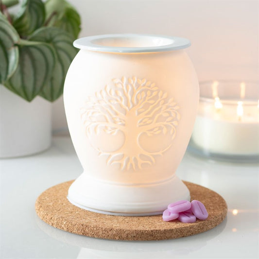 White Ceramic Tree Of Life Electric Burner