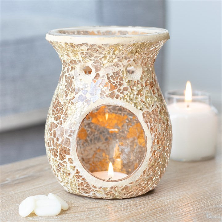 Gold Crackle Glass Burners and Candle Holders