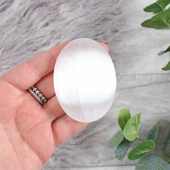 Selenite Palm Stone