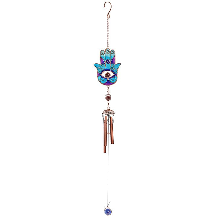 Blue Hamsa Hand Wind Chimes