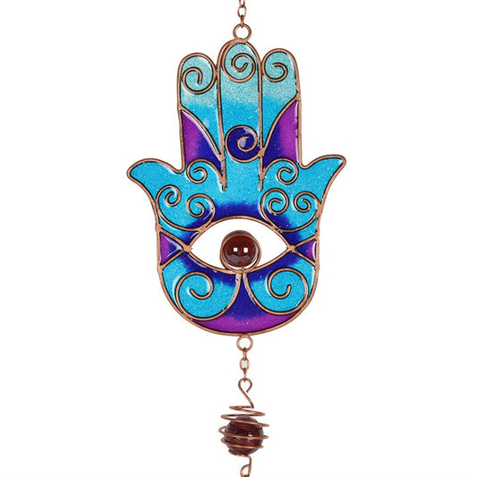 Blue Hamsa Hand Wind Chimes