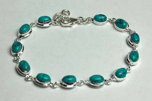 Sterling Silver And Turquoise Crystal Bracelet