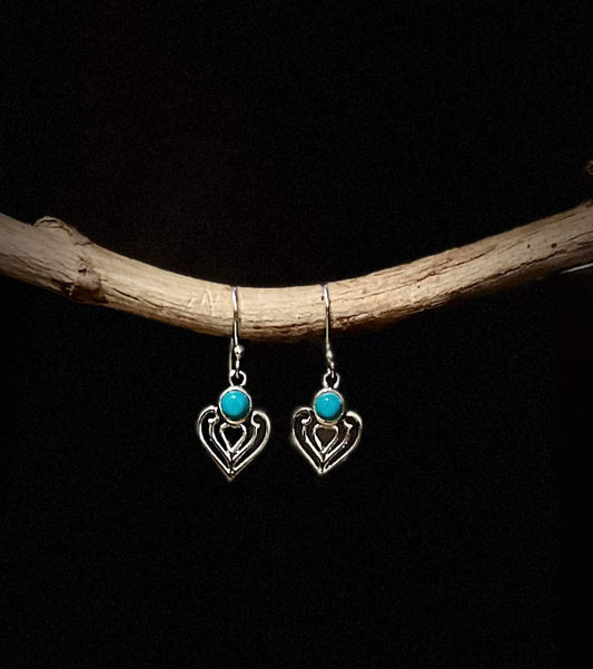 Turquoise Sterling Silver Heart Earrings