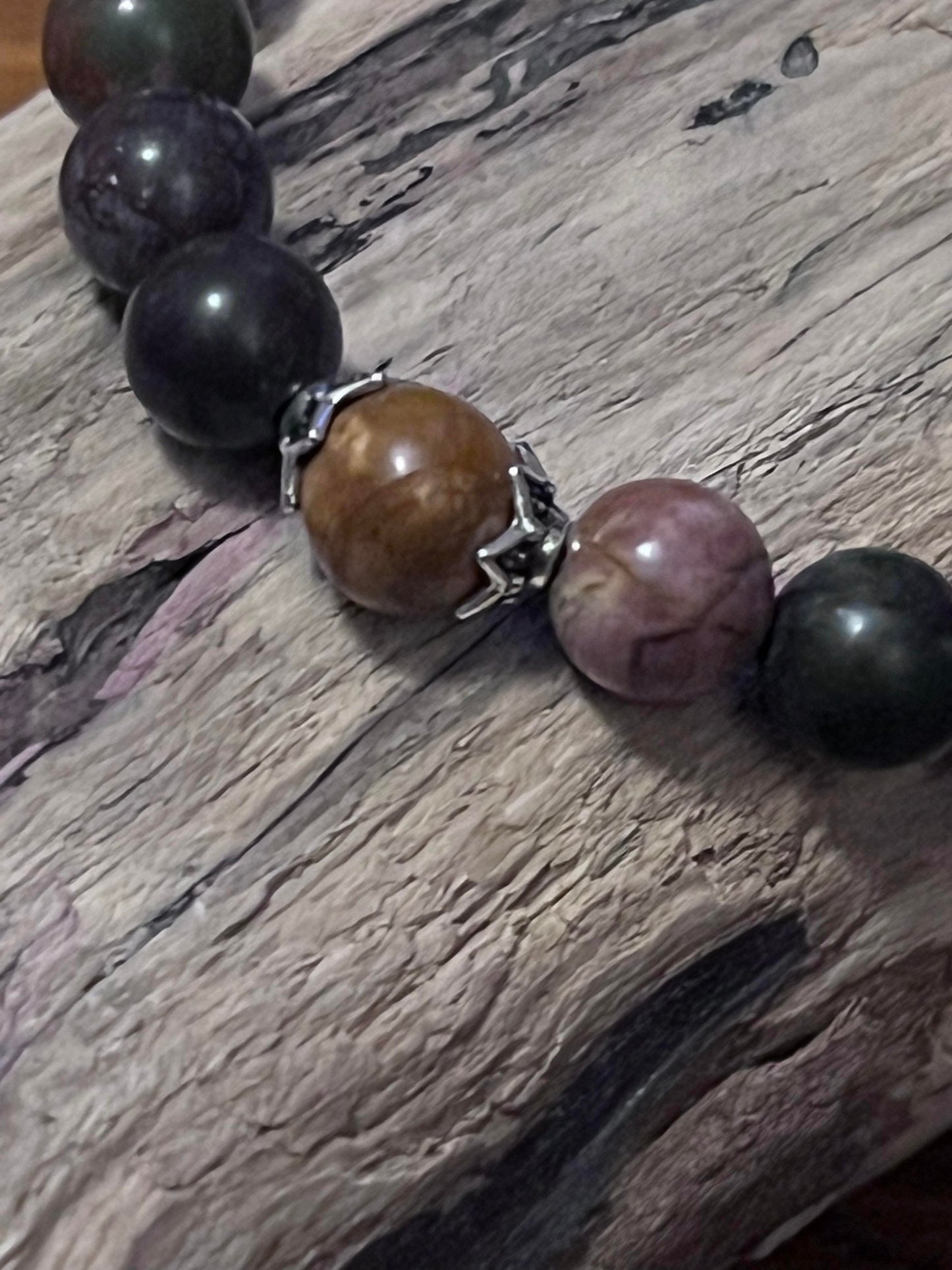 Handmade Picasso Jasper Crystal Bracelet