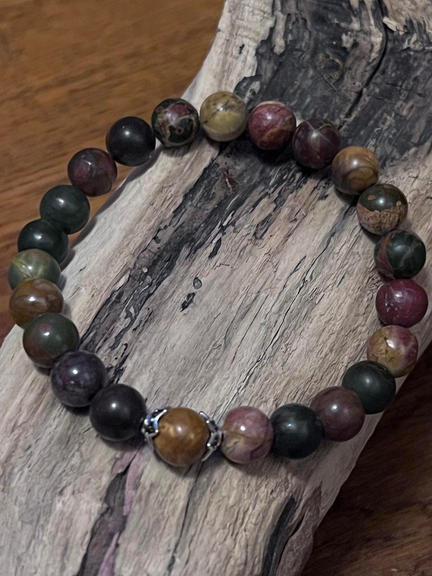 Handmade Picasso Jasper Crystal Bracelet