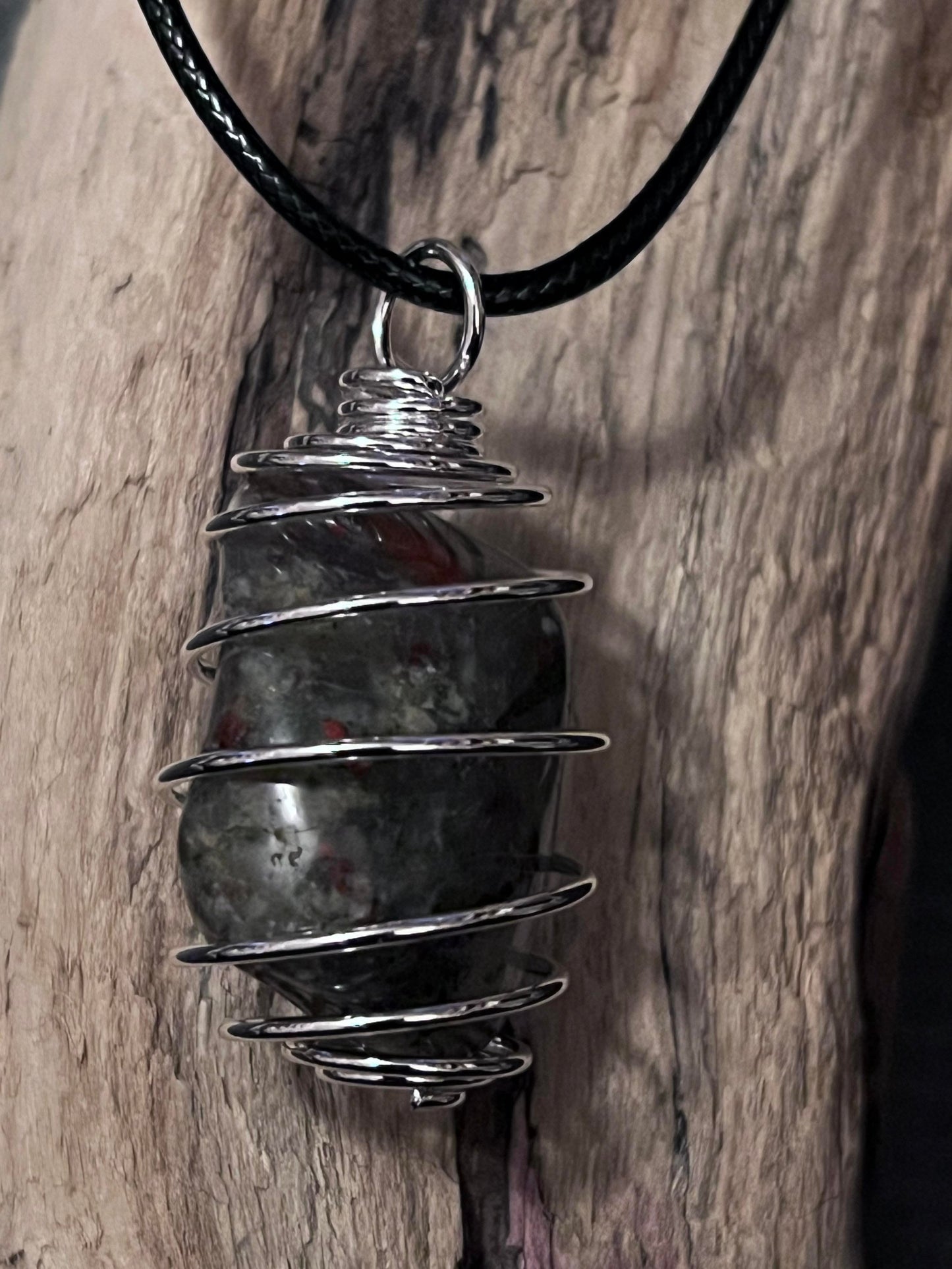 Spiral Cage Tumble Stone Crystal Necklaces