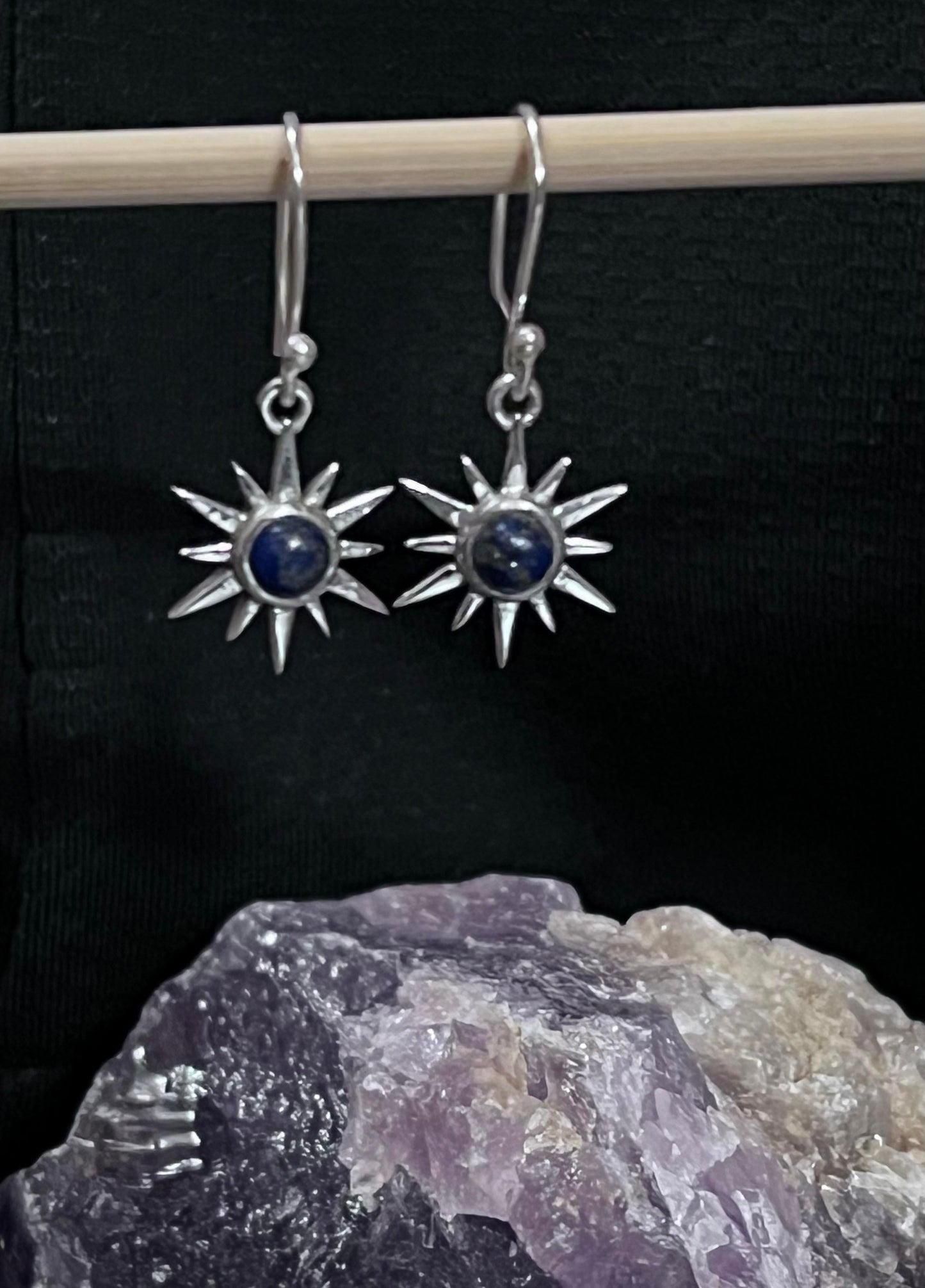 Lapis Lazuli Sterling Silver Sun Earrings