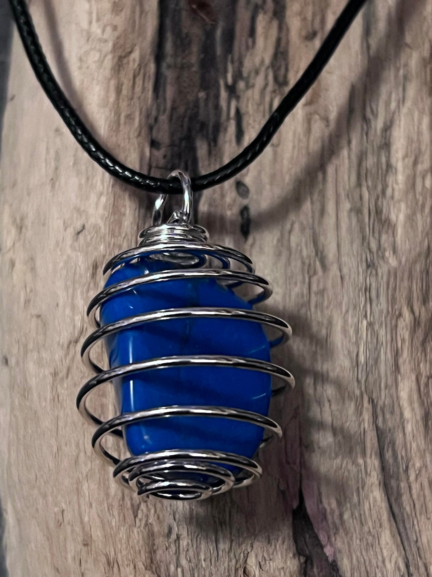 Spiral Cage Tumble Stone Crystal Necklaces