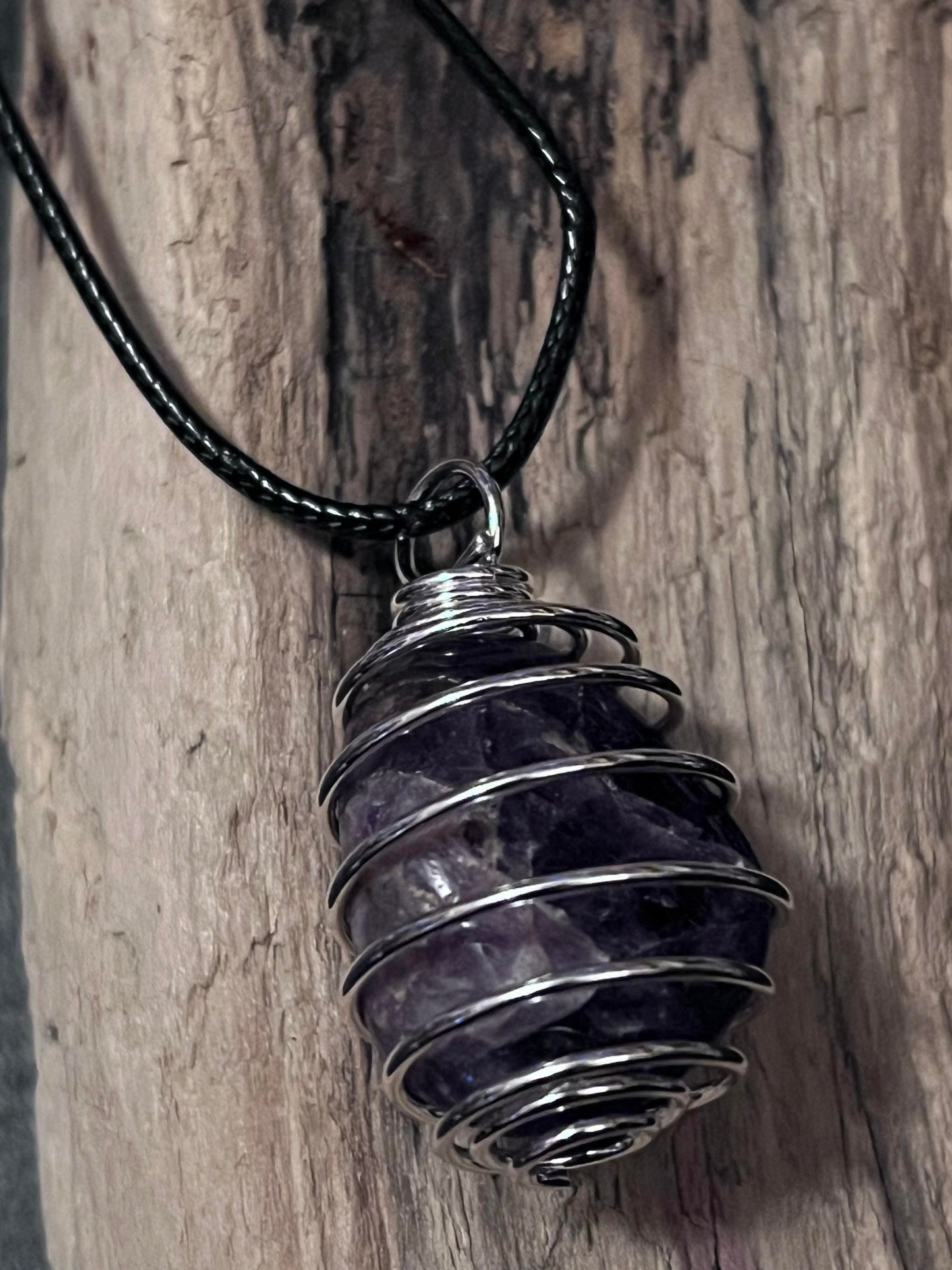 Spiral Cage Tumble Stone Crystal Necklaces