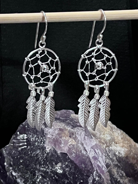 Sterling Silver Dreamcatcher Earrings