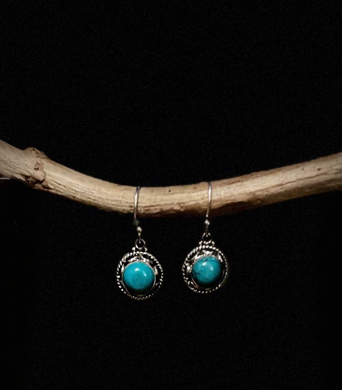 Turquoise And Sterling Silver Circle Earrings