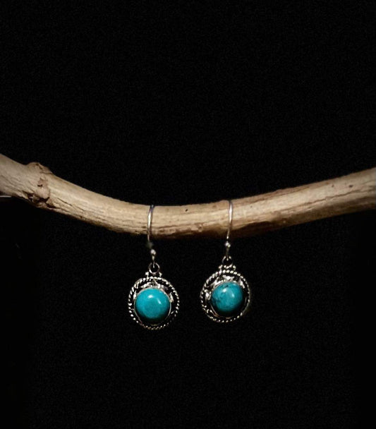 Turquoise And Sterling Silver Circle Earrings