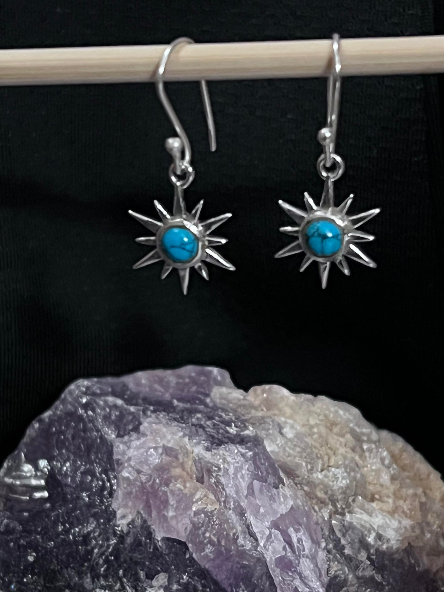 Turquoise Sterling Silver Sun Earrings