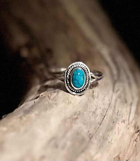 Sterling Silver Turquoise Ring - Size U