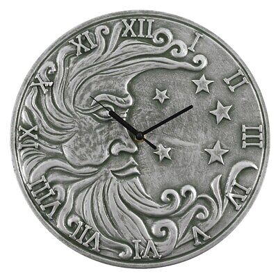 Silver Effect Terracotta Moon Clock 30cm